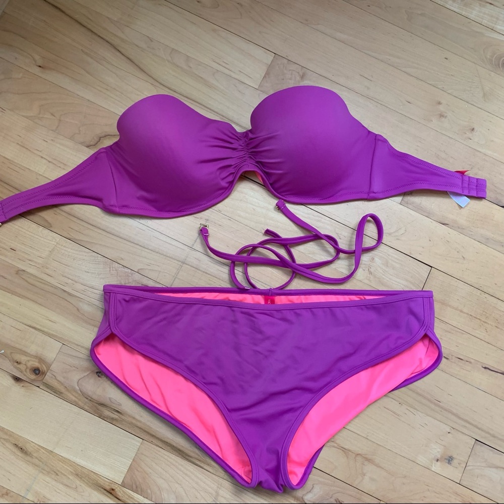 Victoria’s Secret Bikini Purple Pink Bandeau Top 34DD/L